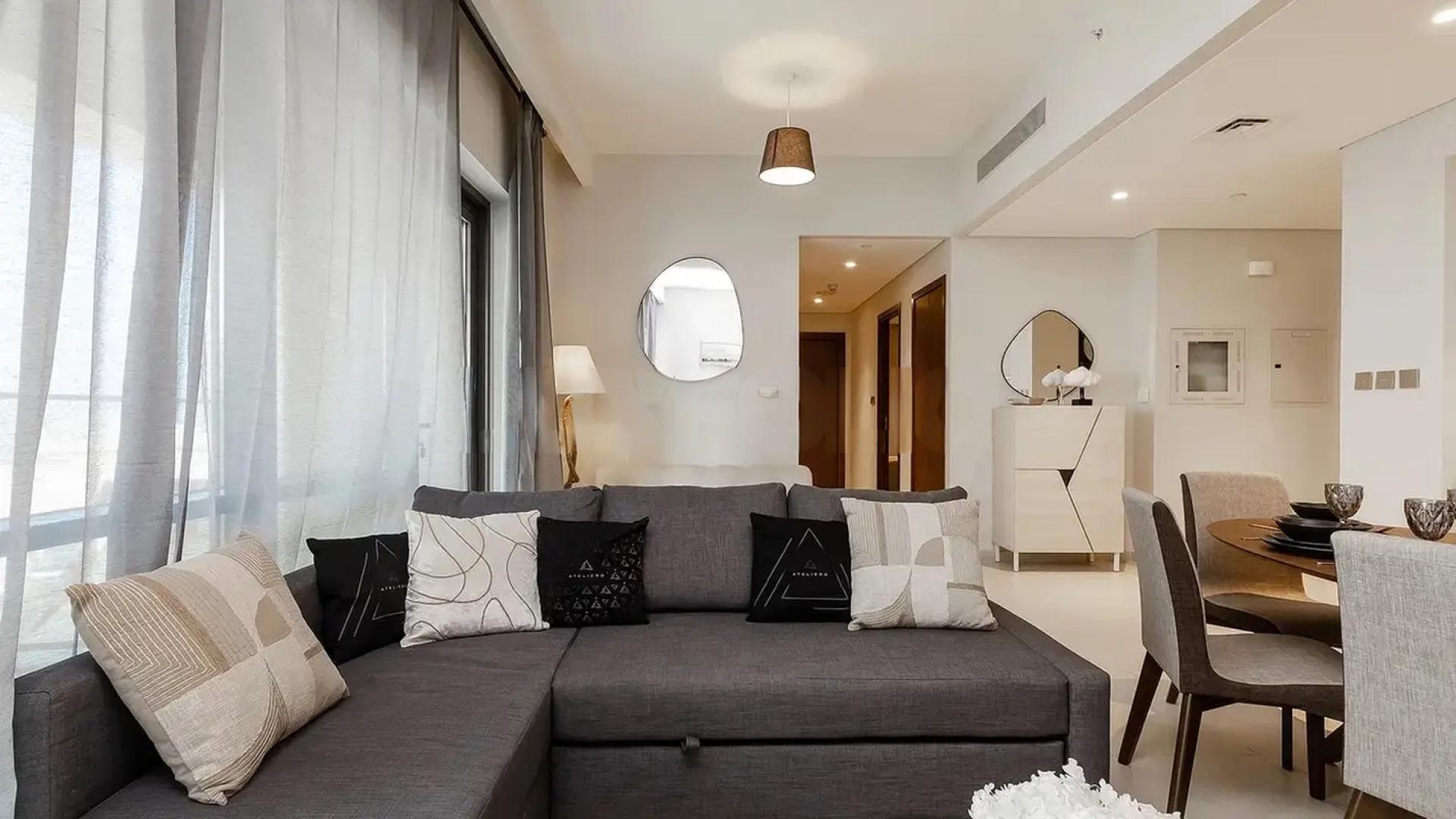 Mid-floor apartment living room with premium furniture, Vida Creek Harbour, Dubai Creek Beach