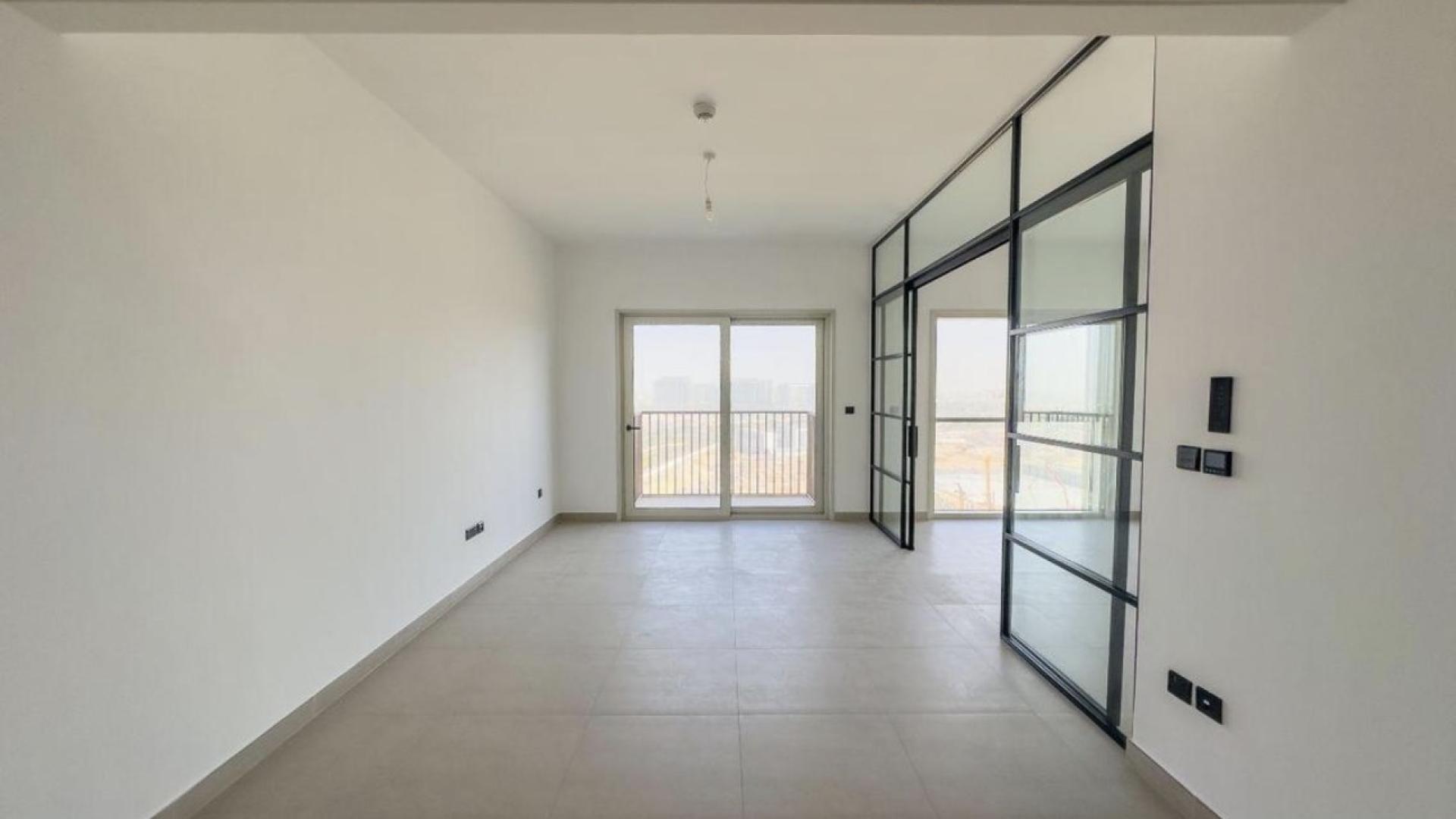 Modern apartment interior with glass partition in Dubai Hill Estate, Collective 2.0 Tower A