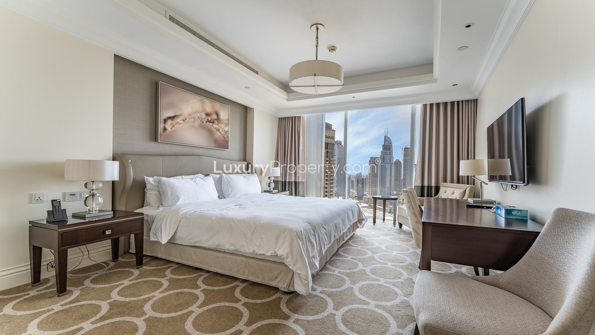 Fully furnished living area in high-floor apartment, The Address Boulevard, Downtown Dubai