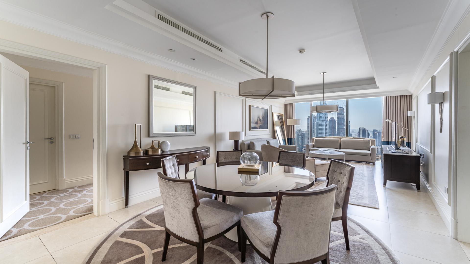 Fully furnished living room in high-floor apartment, The Address Boulevard, Downtown Dubai