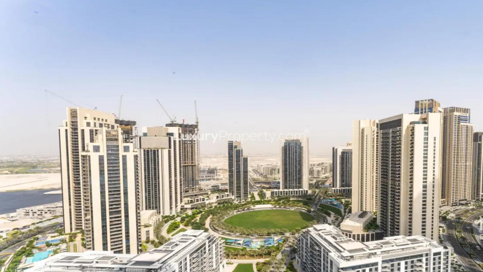 Modern living room in Address Harbour Point Tower 2, Dubai Creek Harbour apartment for rent