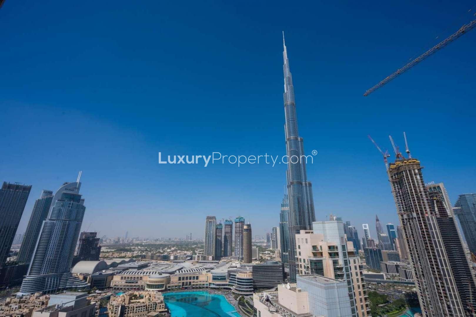 Skyline view from elegant 2-bedroom apartment in Downtown Dubai, Boulevard Crescent