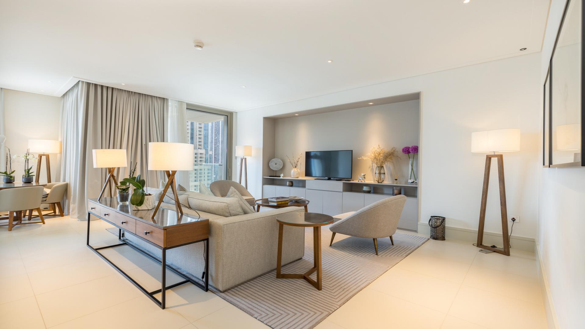 Stylish apartment view in Vida Residence Downtown overlooking Burj Khalifa, Dubai skyline