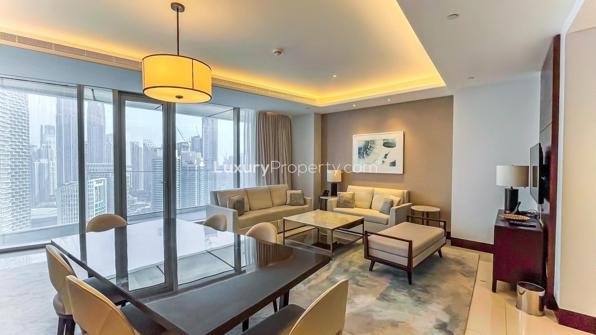 Luxurious apartment view of Burj Khalifa, Downtown Dubai from The Address Sky View Towers
