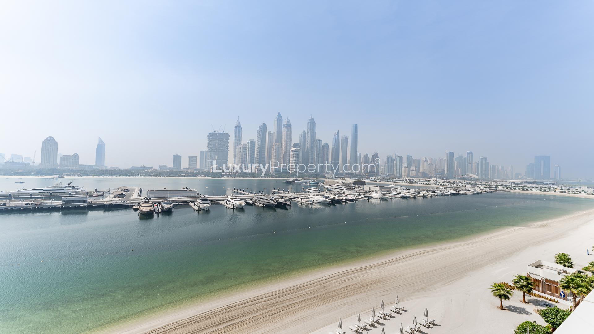 Balcony view from apartment in Grove at Creek Beach, Dubai Creek Harbour, for rent