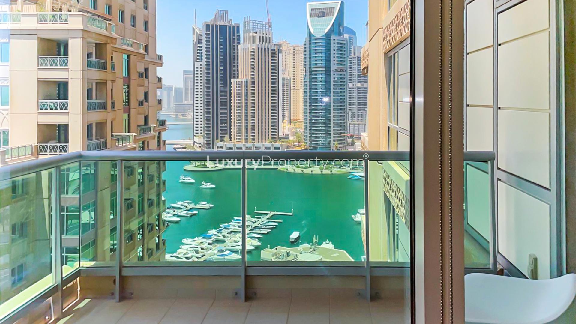 Furnished living room in Marina apartment, Dubai Marina, Emaar 6 Towers, for rent