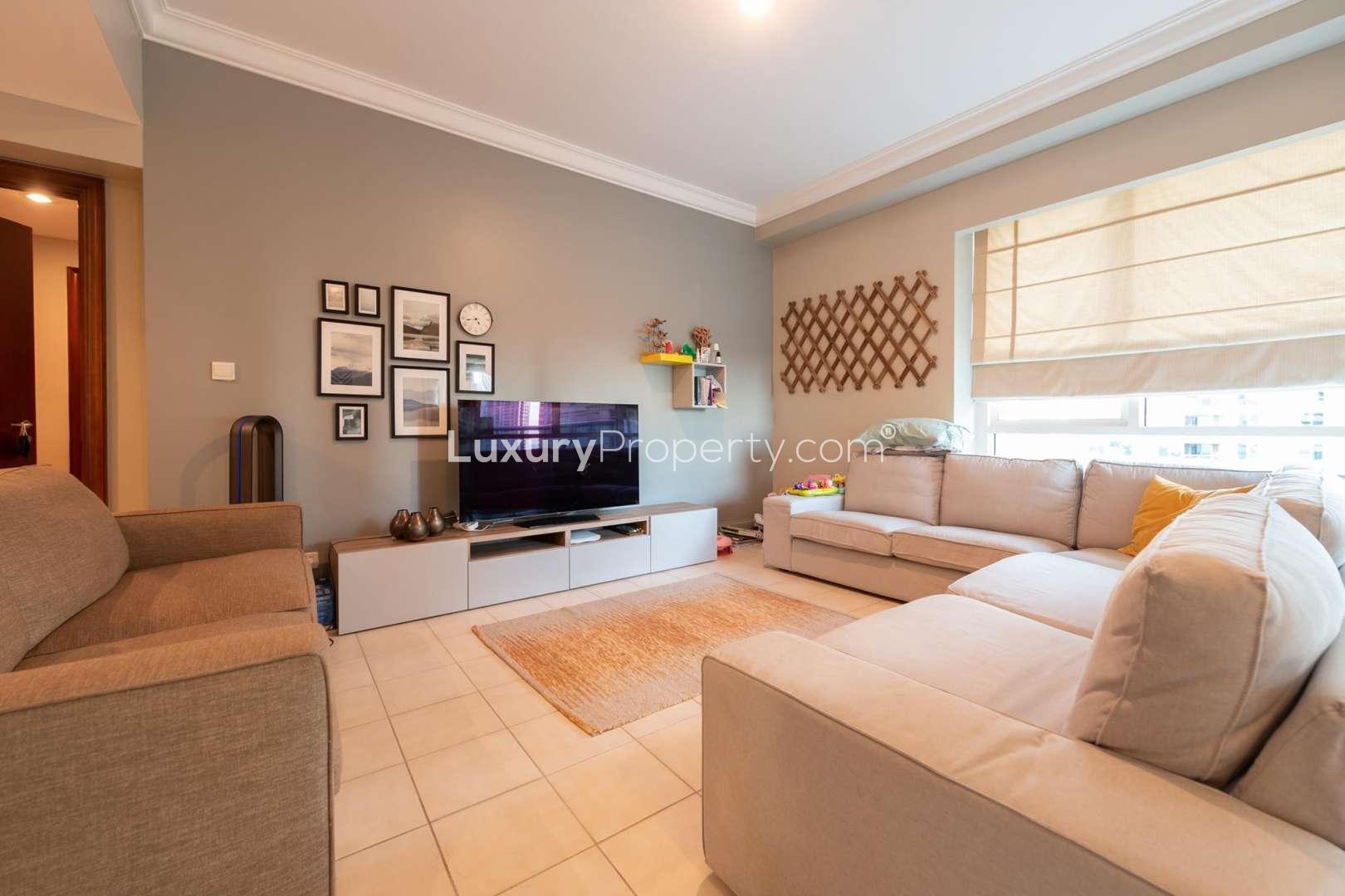 Balcony view of marina and skyscrapers from 1-bedroom apartment in Emaar 6 Towers, Dubai Marina