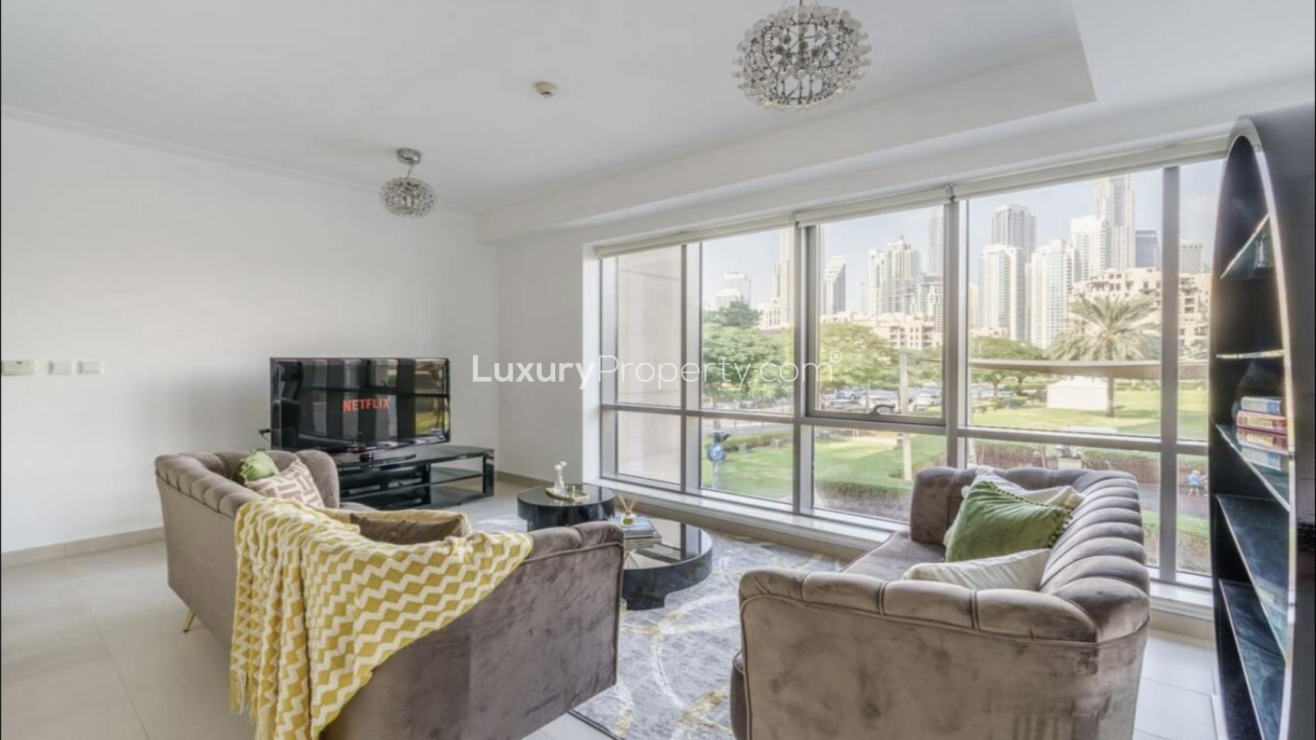 Luxury living room in 2-bedroom apartment, South Ridge, Downtown Dubai, modern decor, bright space