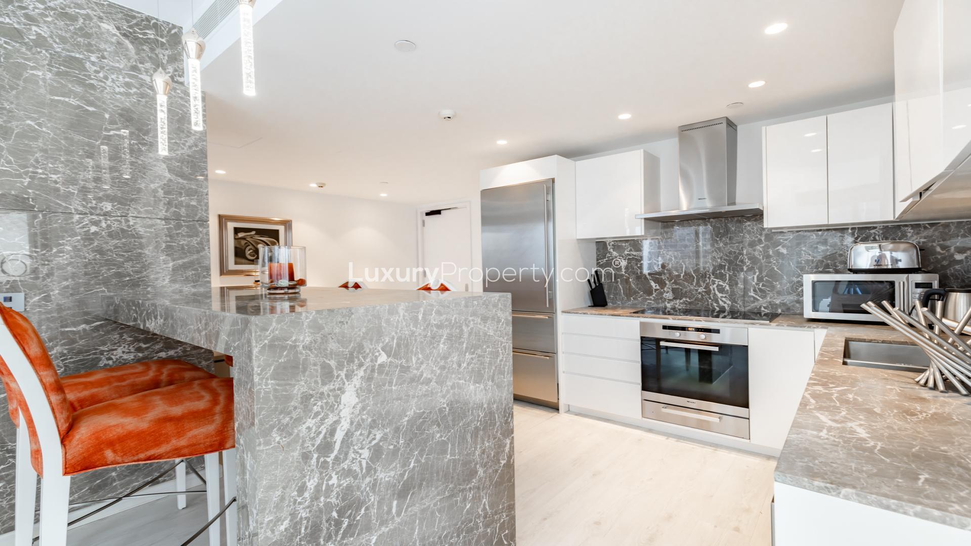 Upgraded Burj Khalifa apartment bedroom with skyline views, Downtown Dubai