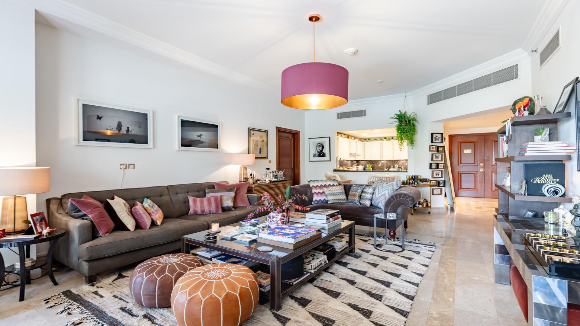 2-bedroom apartment terrace with lush garden and stunning Palm Jumeirah skyline views