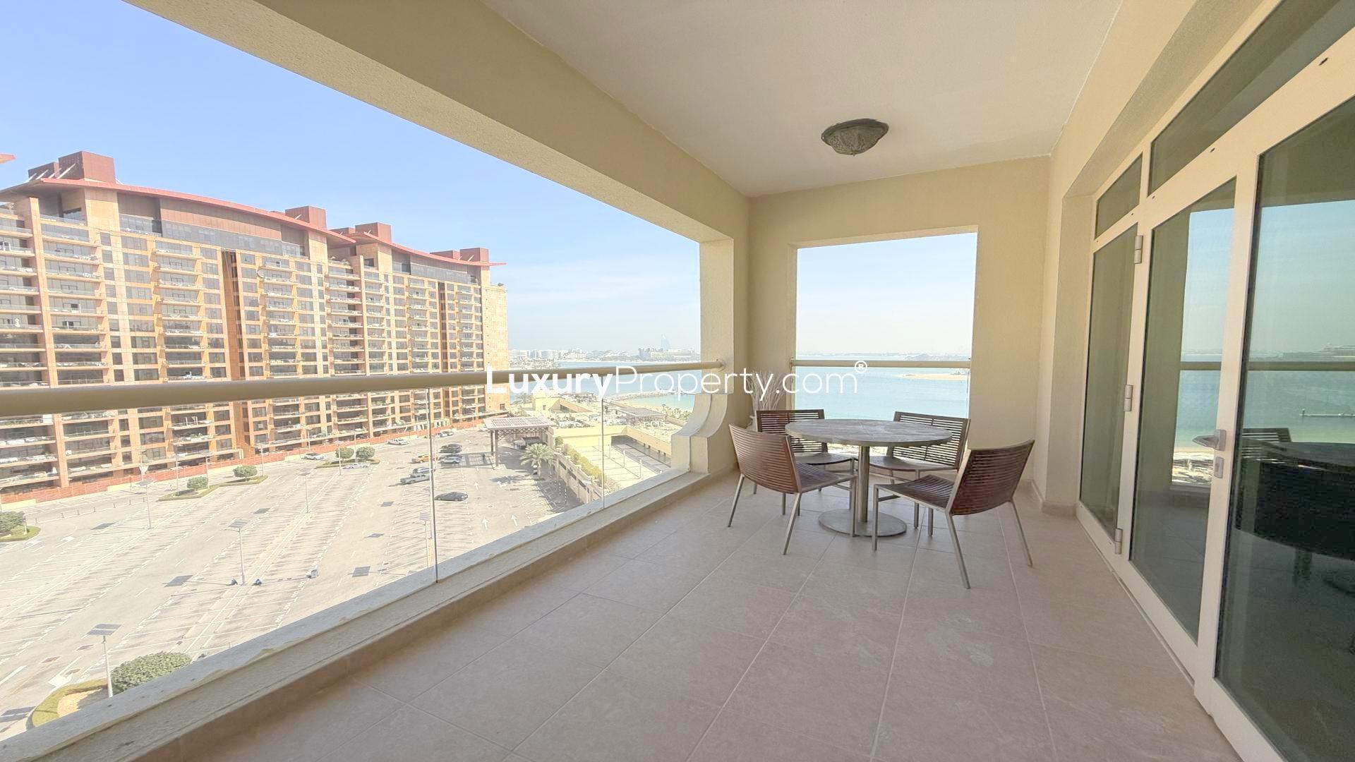 Furnished living room in 2-bedroom apartment at Al Das, Shoreline Apartments, Palm Jumeirah