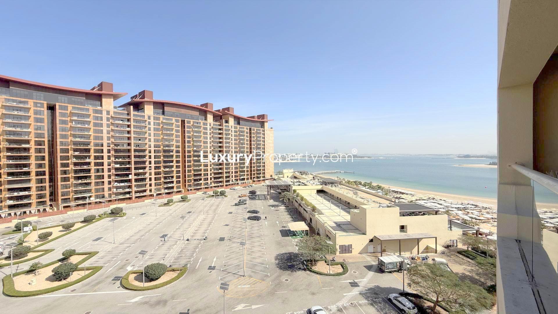 Furnished living room in 2-bedroom apartment at Al Das, Shoreline Apartments, Palm Jumeirah