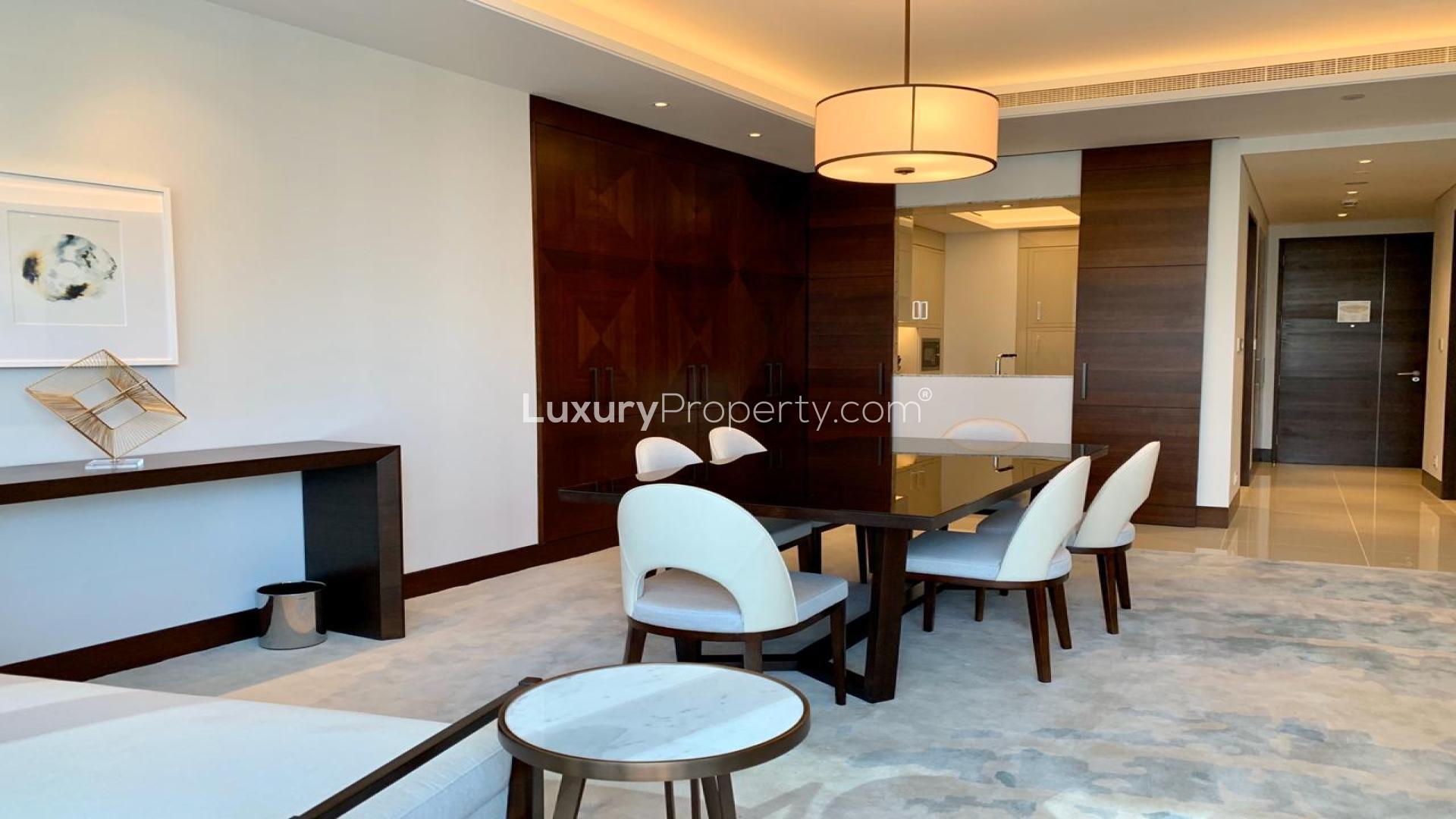 Modern living room in 2-bedroom apartment, The Address Sky View Towers, Downtown Dubai