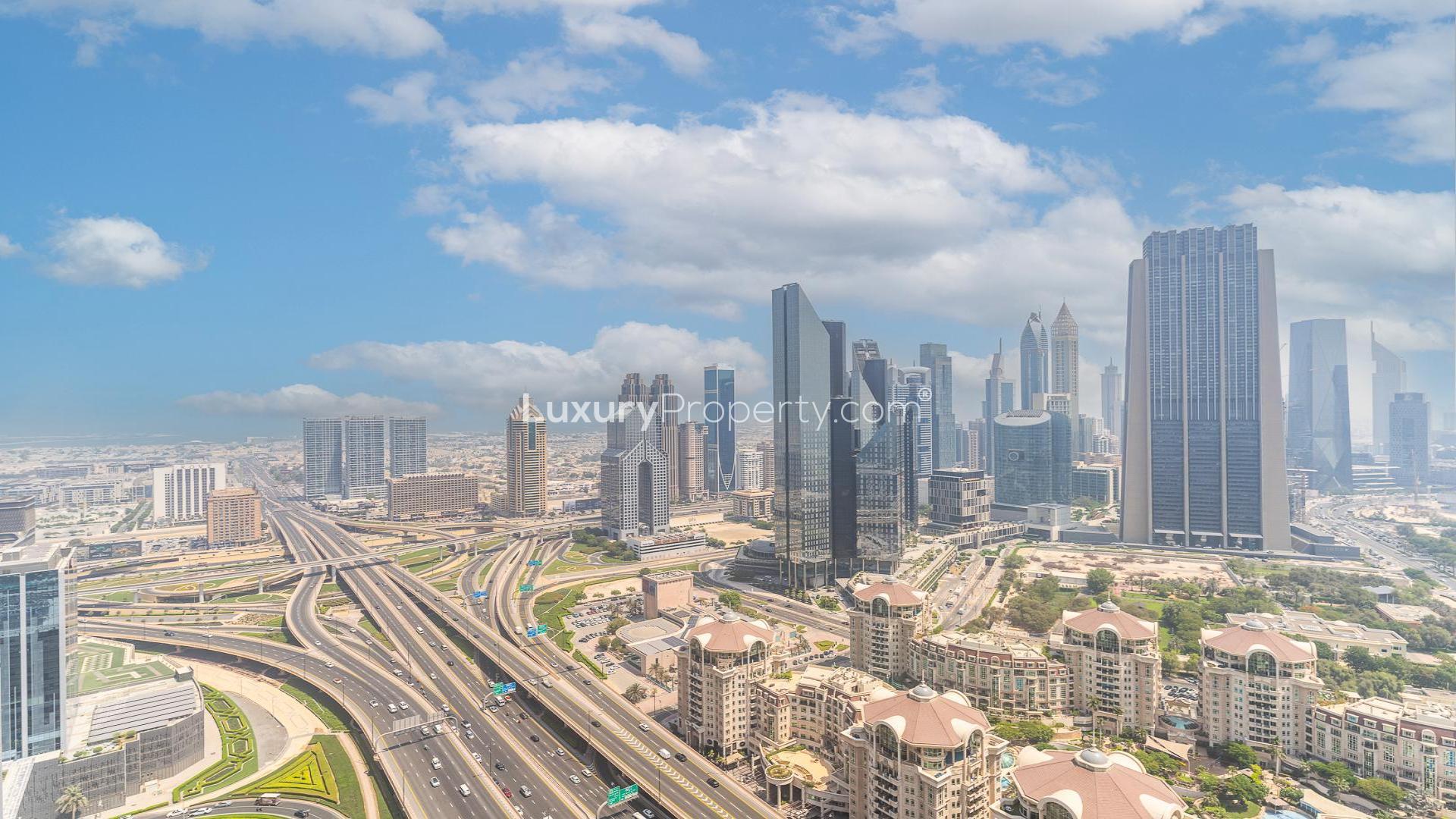 Spacious living room in 2-bedroom apartment, The Address The BLVD, Downtown Dubai, city views