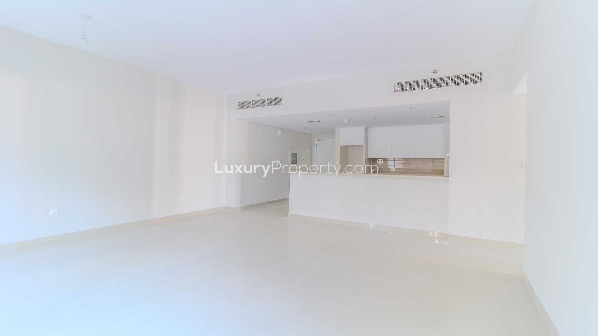 Spacious open-plan living area in two-bedroom apartment, Dubai Creek Harbour, Harbour Views 2
