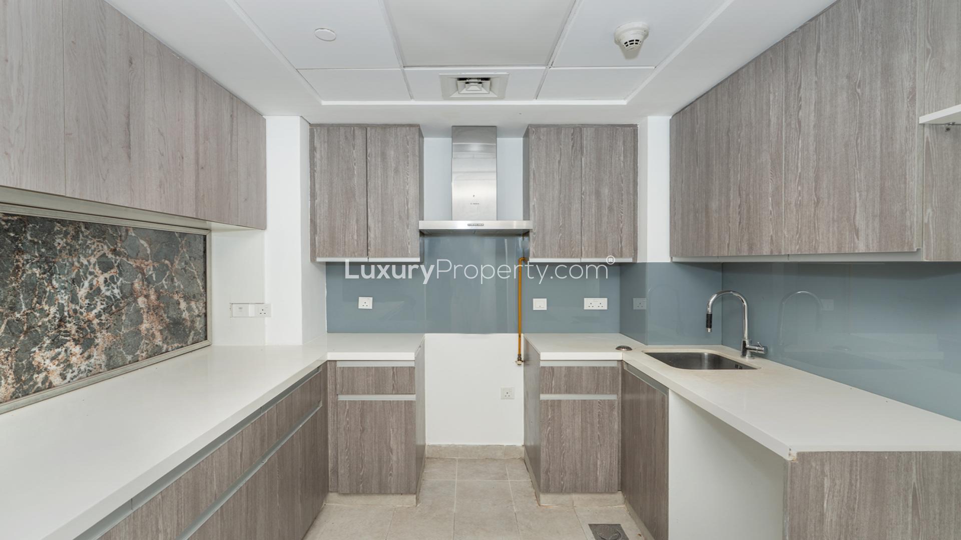 Empty living room in 2-bedroom apartment, Hyati Residences, JVC, available for rent