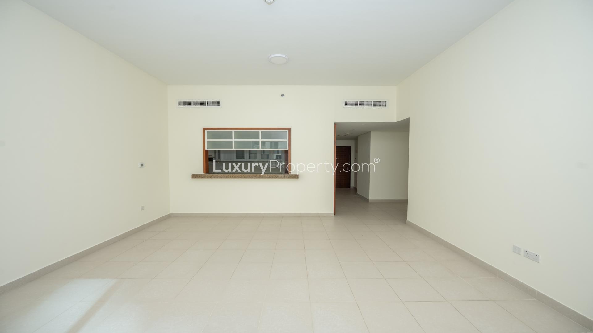 Vacant apartment living room in Boulevard Central Towers, Downtown Dubai, spacious and well-lit