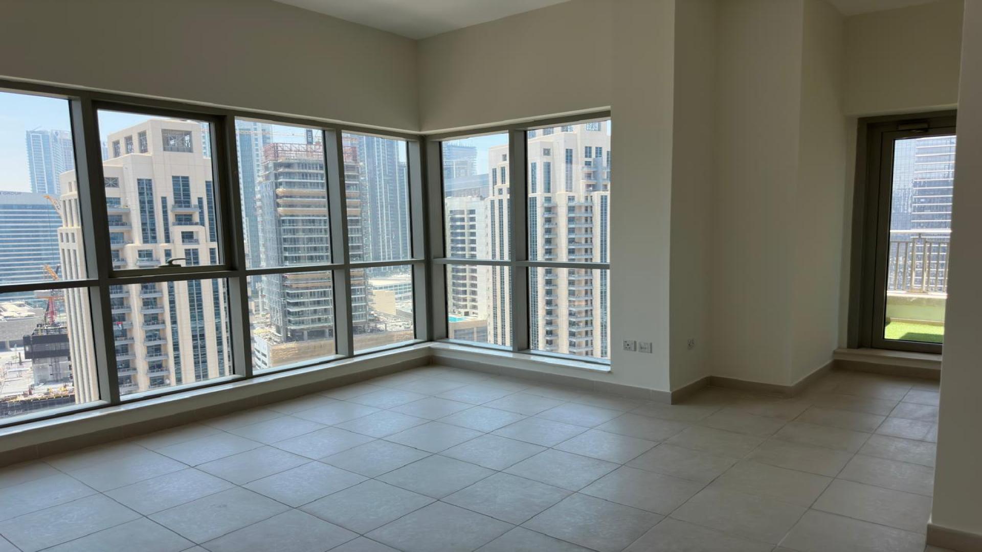 Balcony view from Boulevard Central Tower 2 apartment, Downtown Dubai, with city skyline