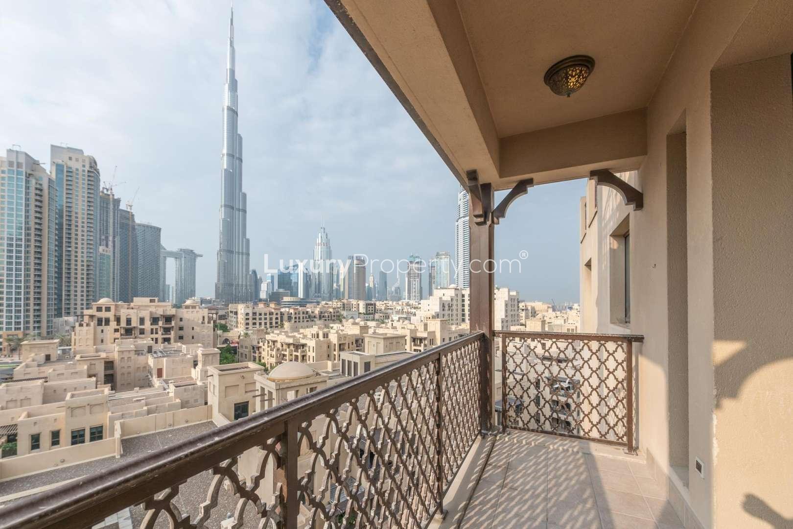 Bright living room in 2-bedroom apartment with Burj Khalifa views, Old Town Dubai