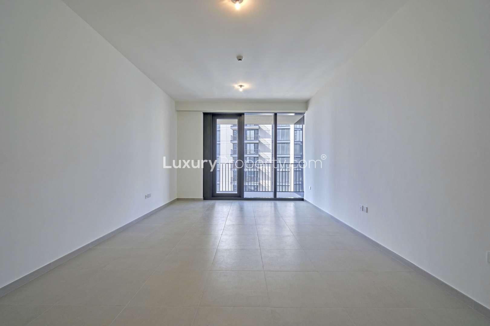 Spacious living area in BLVD Heights apartment, Downtown Dubai, available for rent