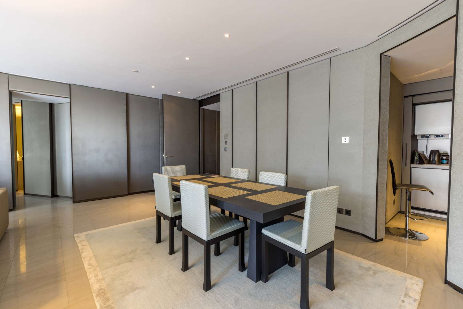 Luxurious dining area in Downtown Dubai apartment, Burj Khalifa Area, for rent