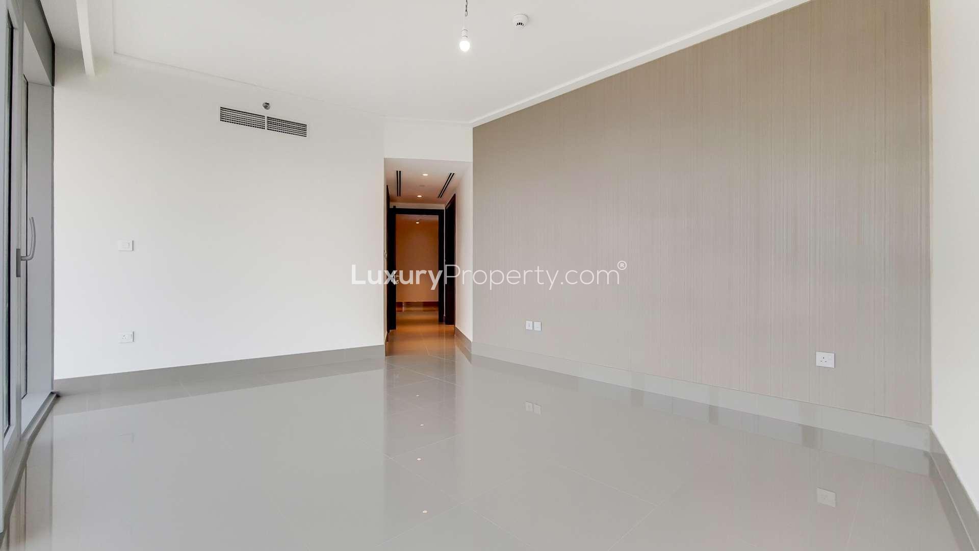 Spacious apartment with large windows, offering stunning views of Downtown Dubai skyline