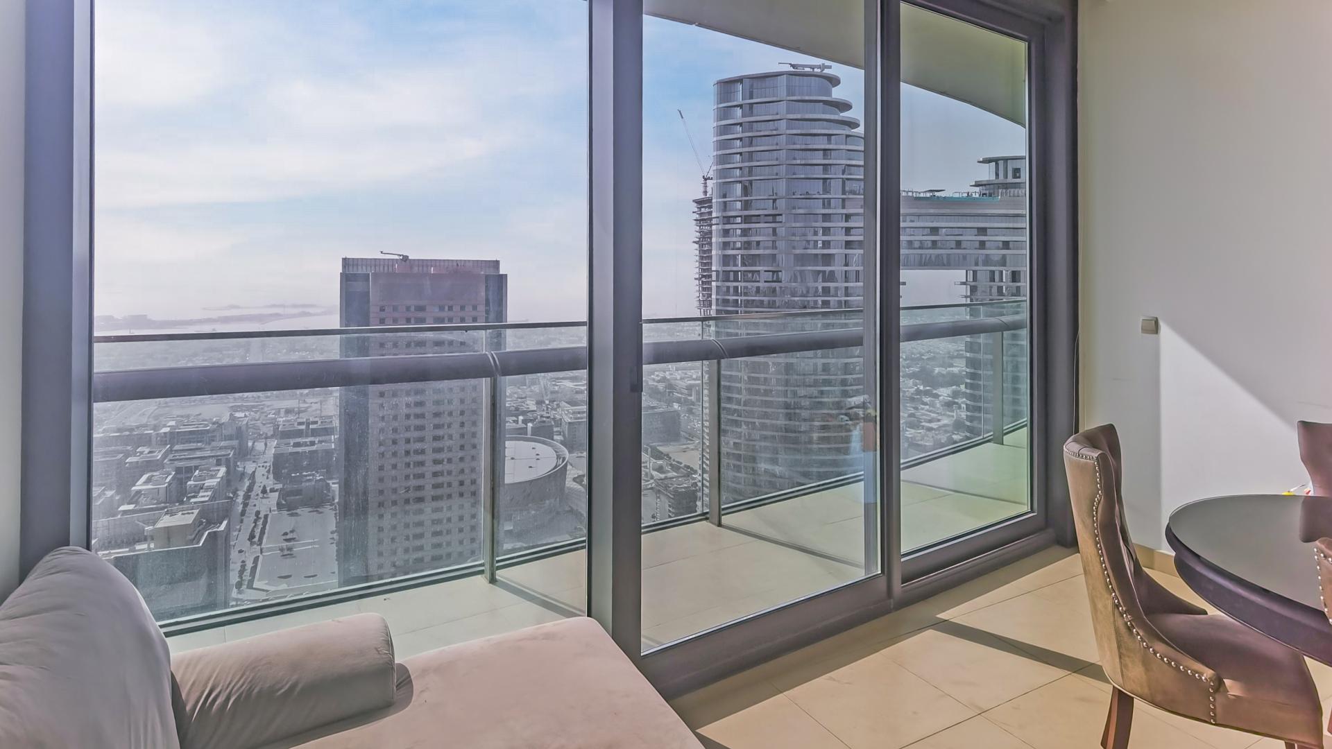 Stunning Burj Vista apartment living room with city views, Downtown Dubai rental
