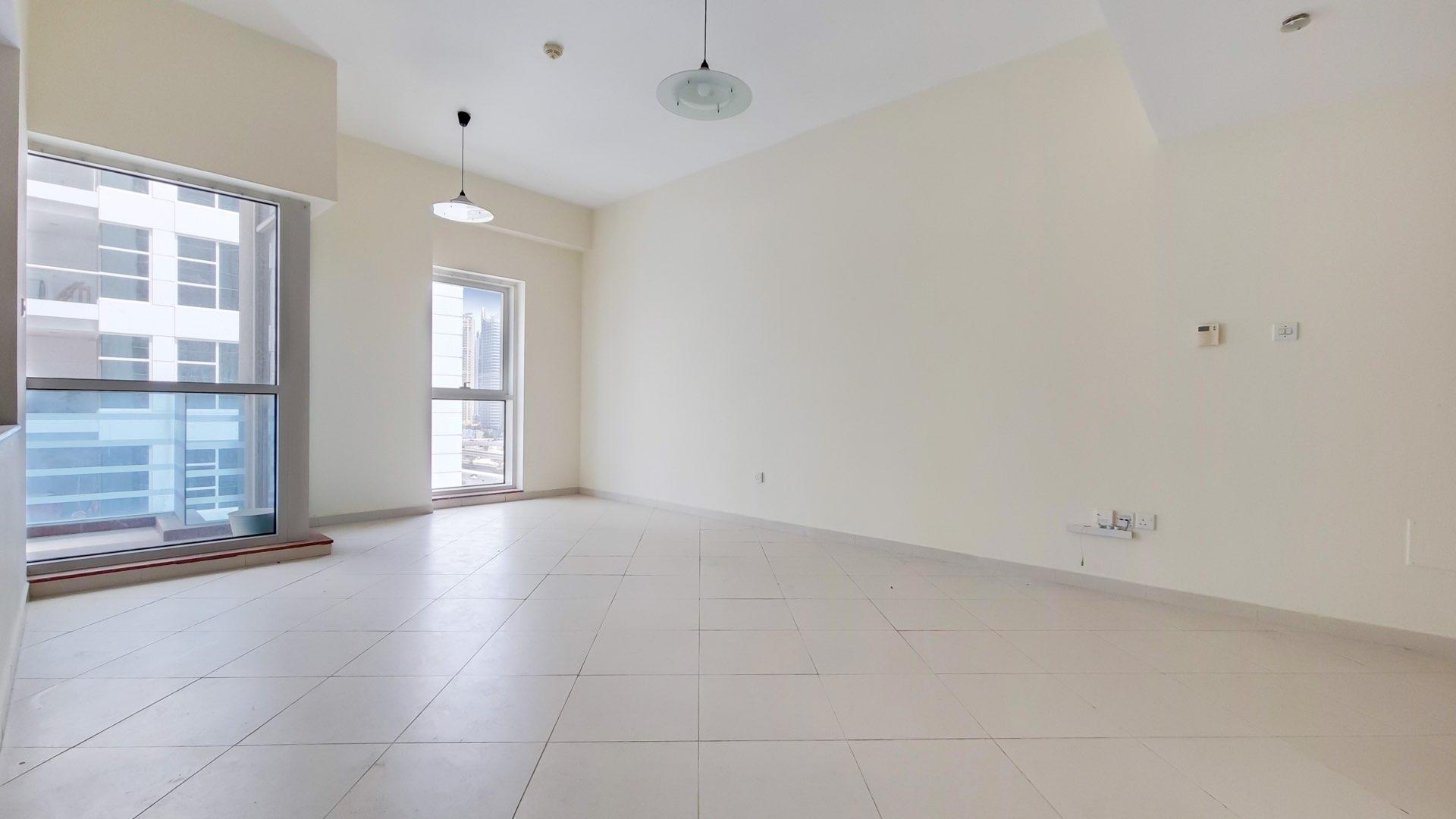 Balcony view from two-bed apartment in Cascades Tower, Dubai Marina for rent