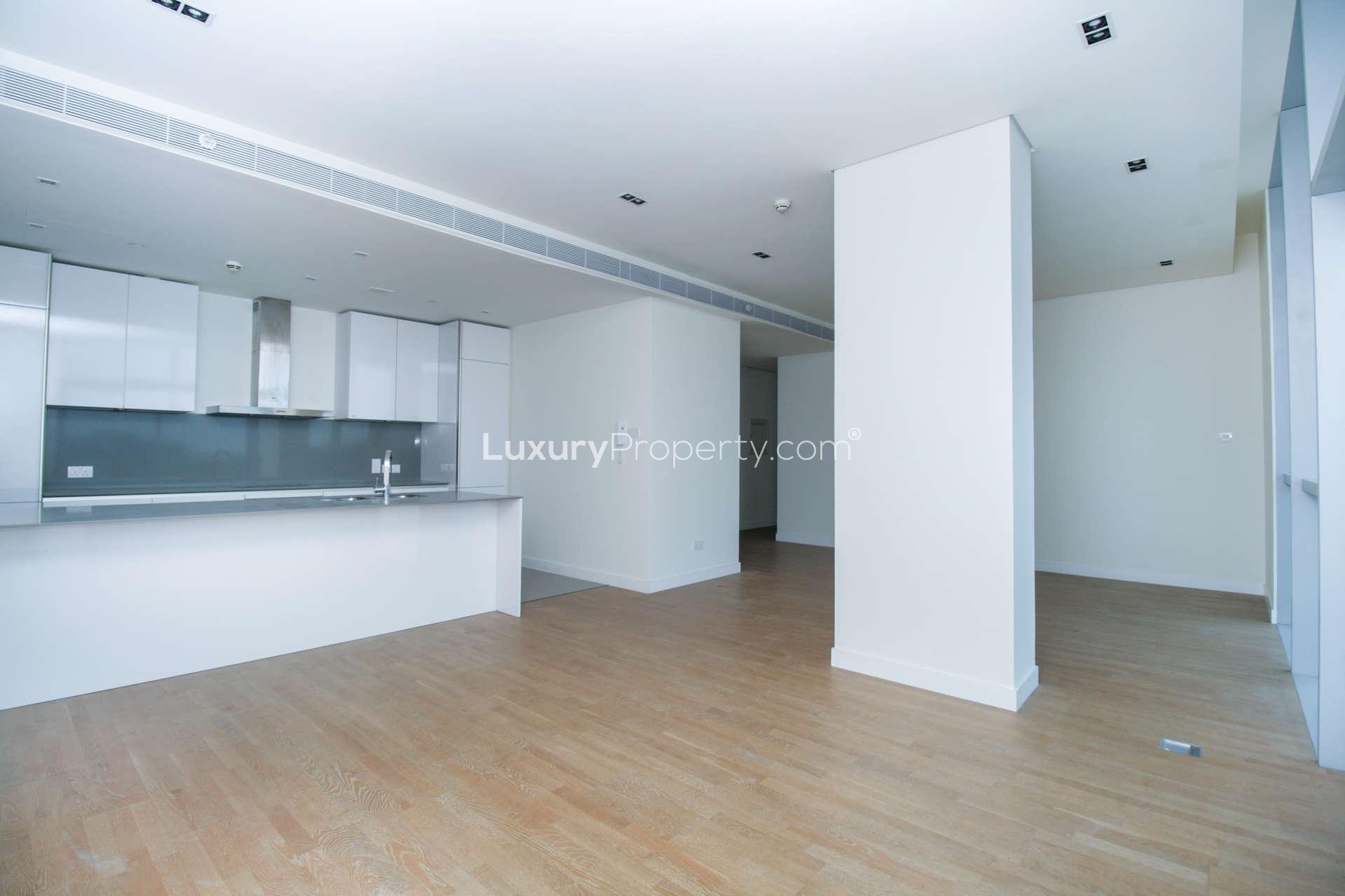 Modern open-plan kitchen and living area in City Walk, Dubai apartment for rent