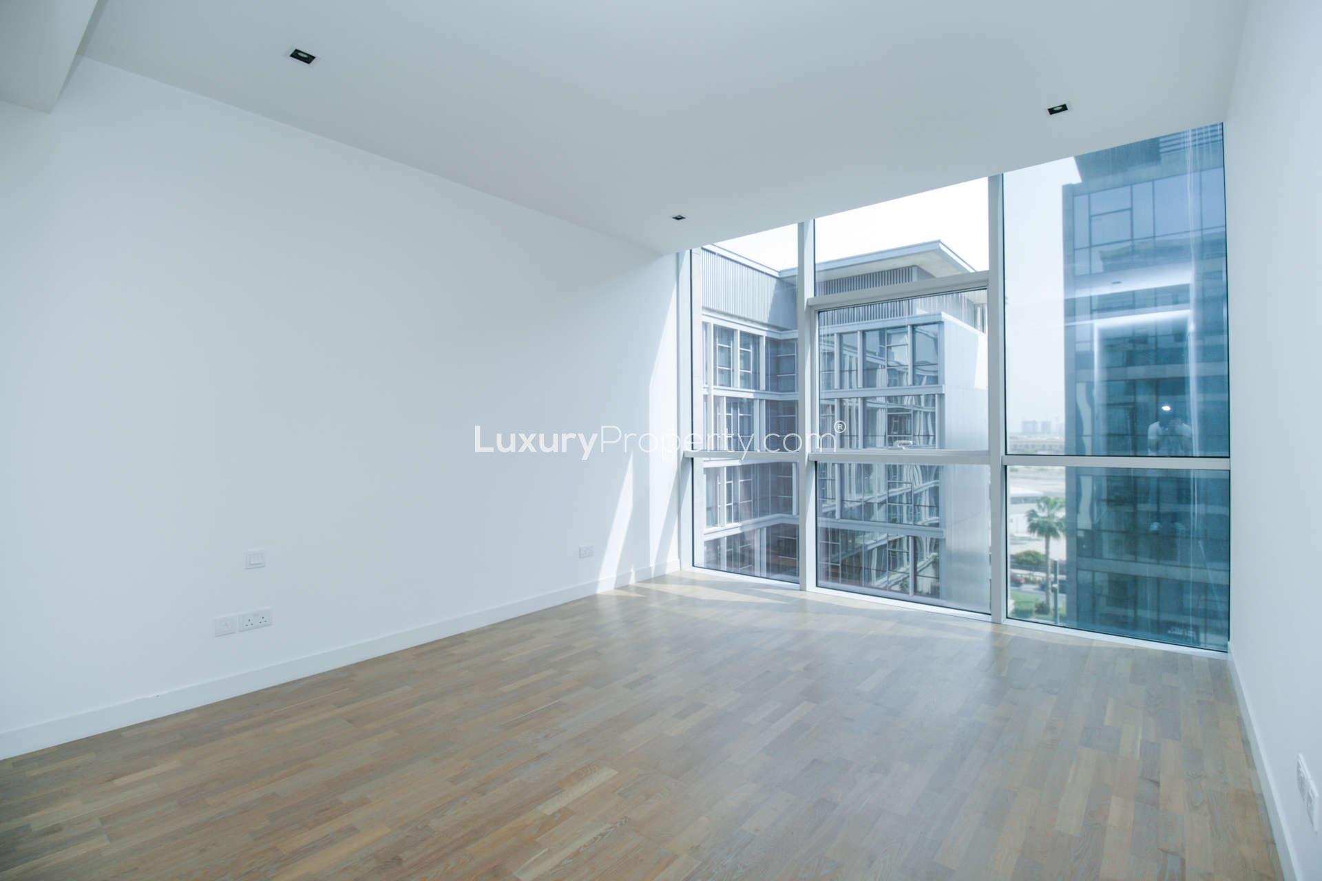 Modern bathroom in 2-bed apartment, City Walk, Dubai with dual sinks and bathtub