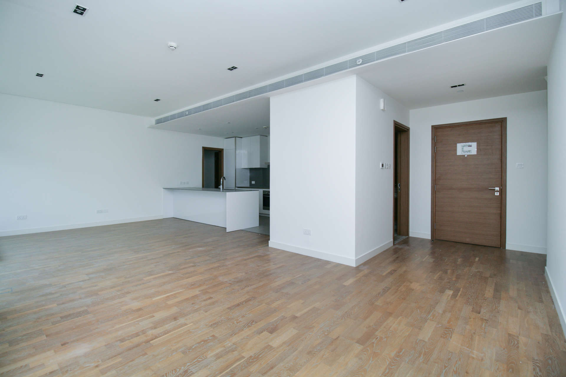 Spacious living room with large windows in City Walk, Dubai apartment for rent