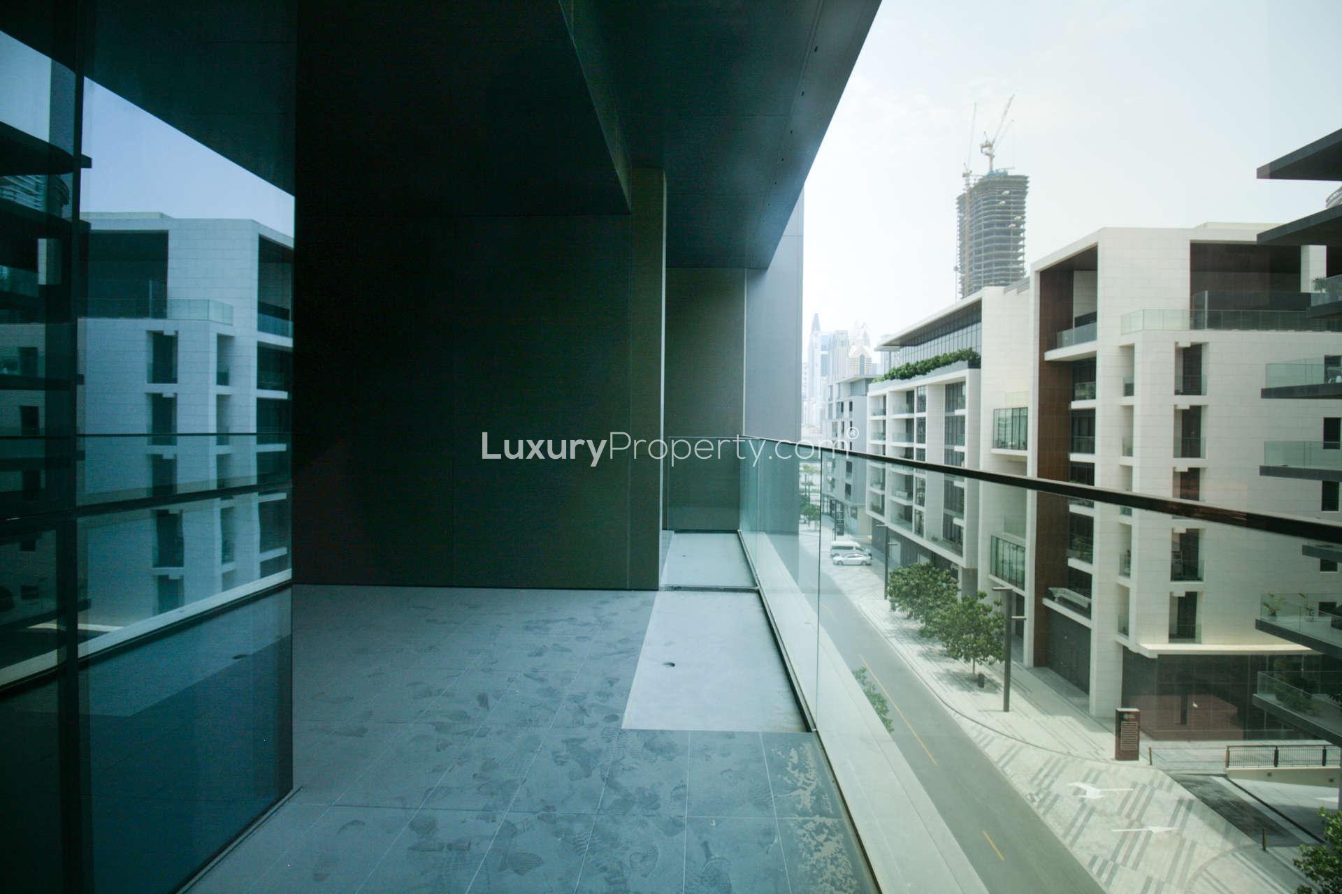 Spacious living room in 2-bedroom apartment, City Walk, Dubai with large windows and hardwood floors