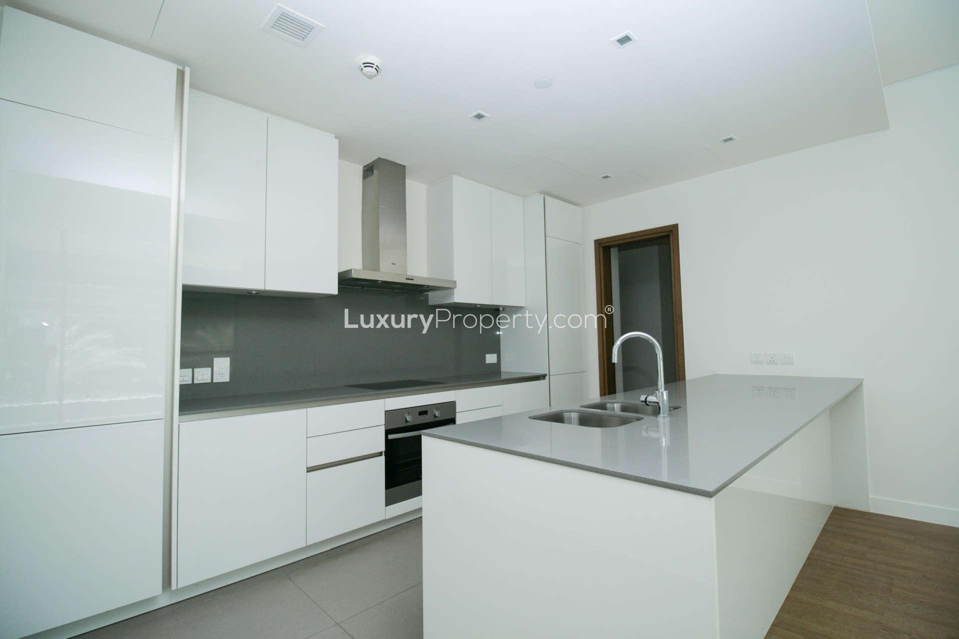 Modern open-plan kitchen and living area in City Walk apartment, Jumeirah