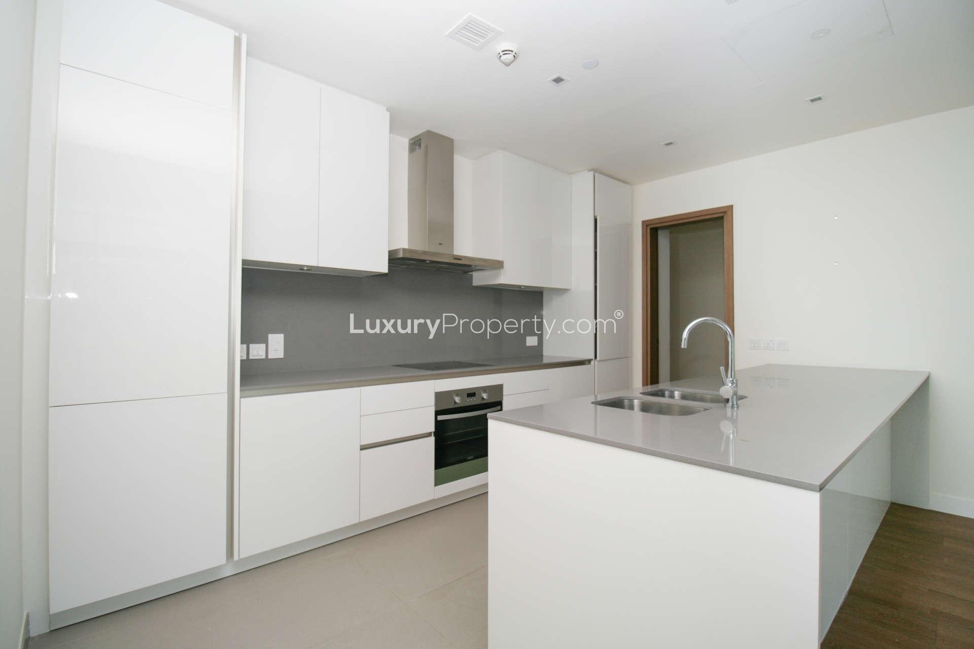 Spacious living area with modern kitchen in City Walk, Dubai apartment for rent