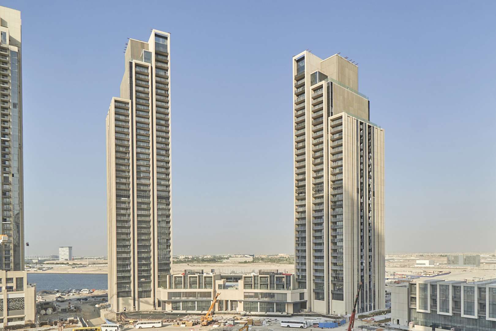Outdoor pool view at luxurious Dubai Creek Harbour apartment, Creek Horizon community