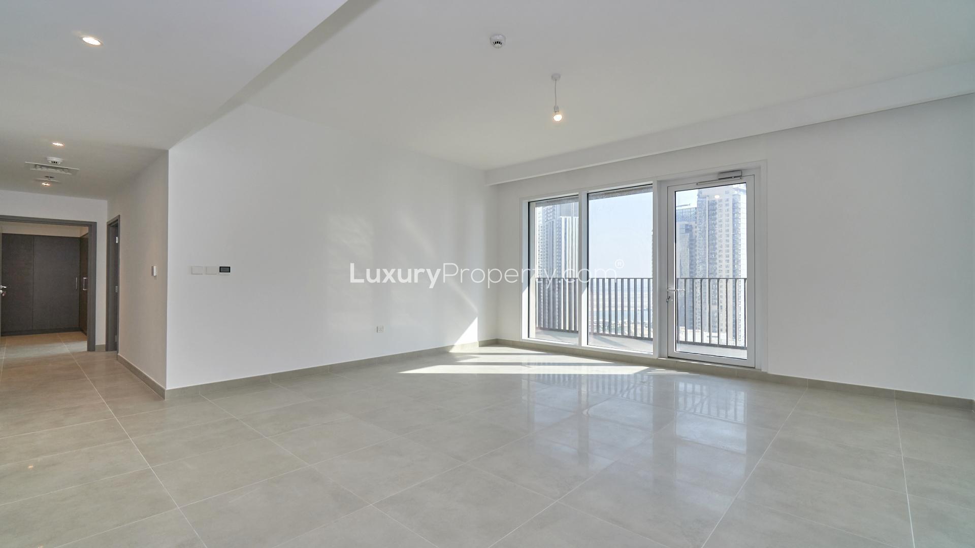 Creek Horizon apartment balcony view with skyline in vibrant neighborhood