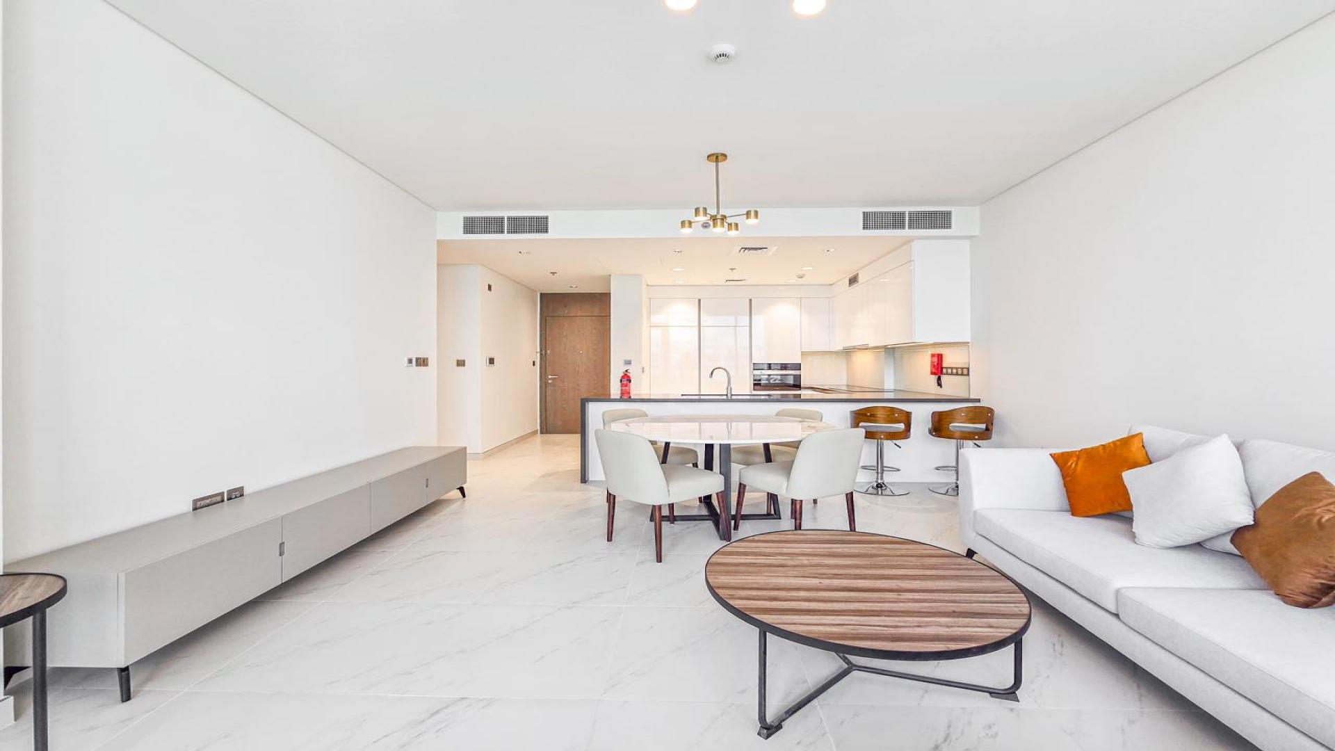 2-bedroom apartment living room with modern furnishings in MBR City, District One