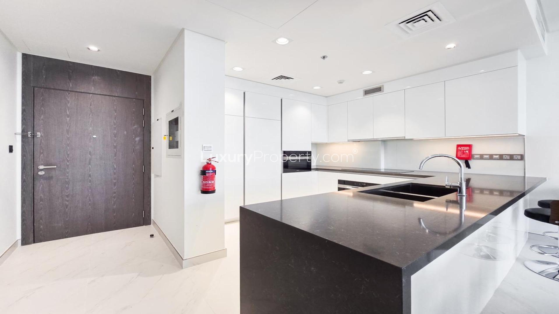 Modern kitchen in 2-bedroom apartment, Residences 13, MBR City, District One, available for rent