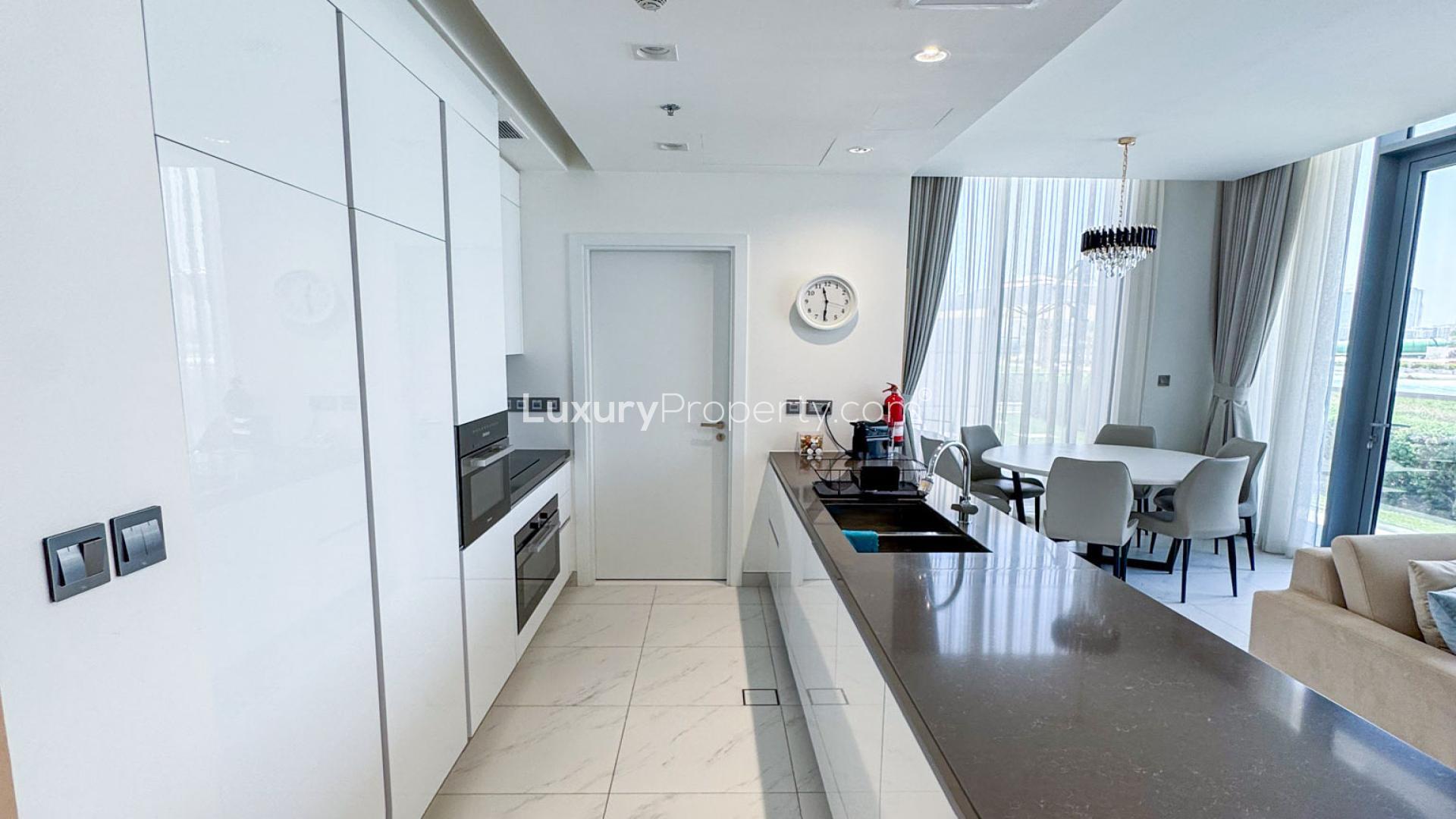 Lagoon view from 2-bedroom apartment balcony in District One, Mohammed Bin Rashid City