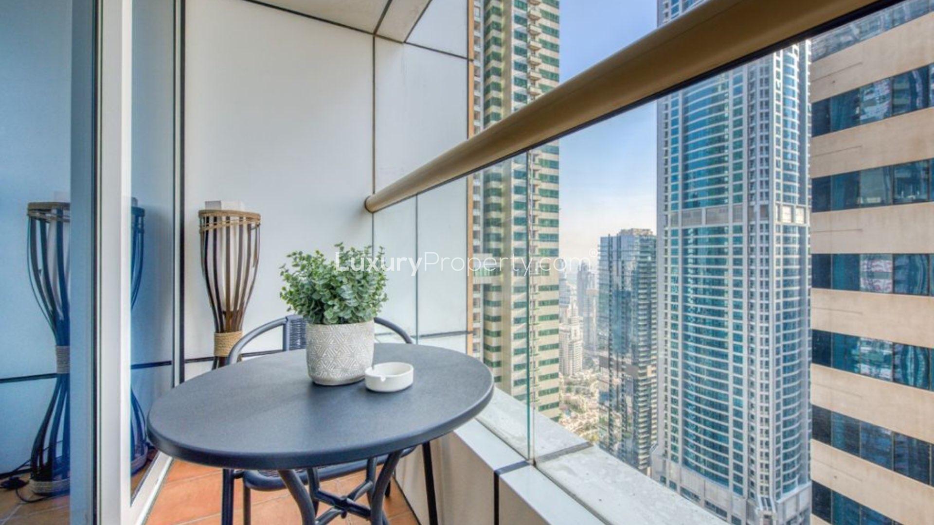 Dining area and kitchen in 2-bedroom apartment, Elite Residence, Dubai Marina, for rent