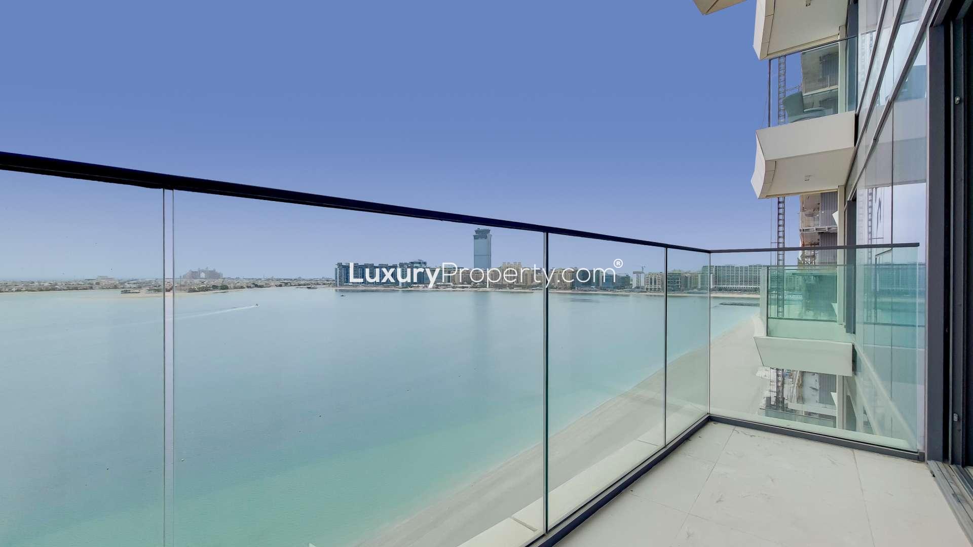 N/A,Balcony view of Dubai Harbour apartment with panoramic sea view at Emaar Beachfront