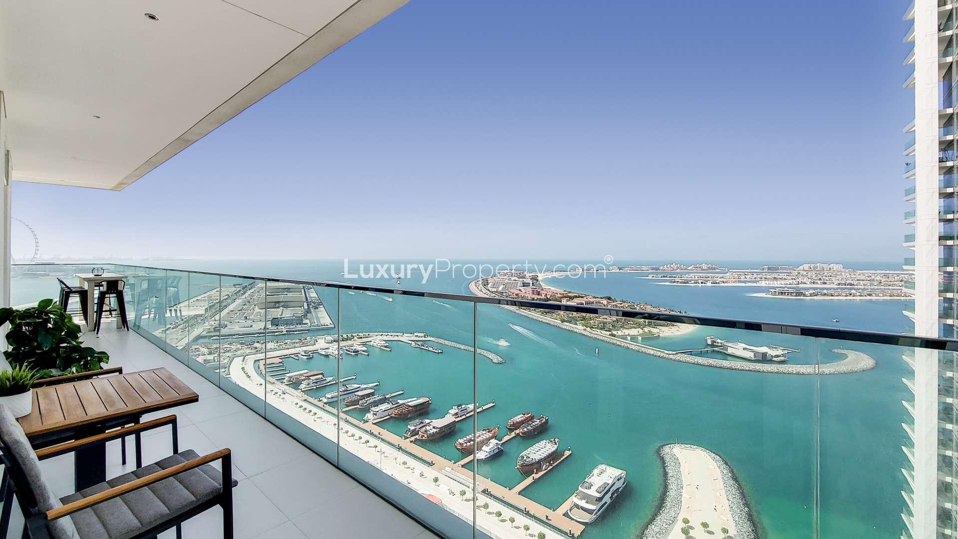 Stunning living area with sea view in 2-bedroom apartment, Sunrise Bay, Emaar Beachfront