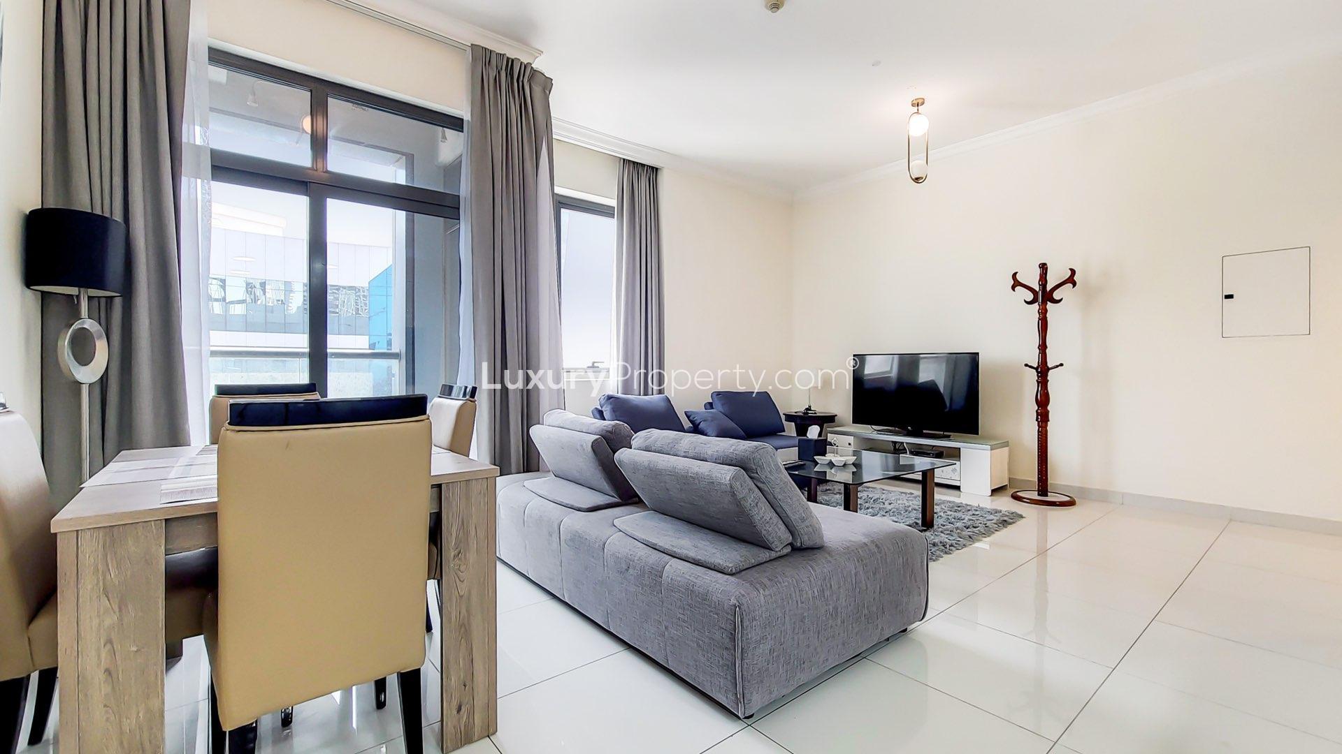 Exterior view of Executive Bay apartment building in Business Bay, Dubai, available for rent