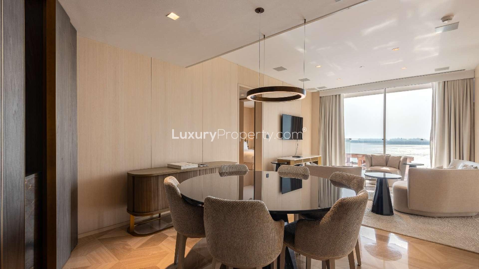 Apartment balcony with sea and sunset views in FIVE Palm Jumeirah, available for rent
