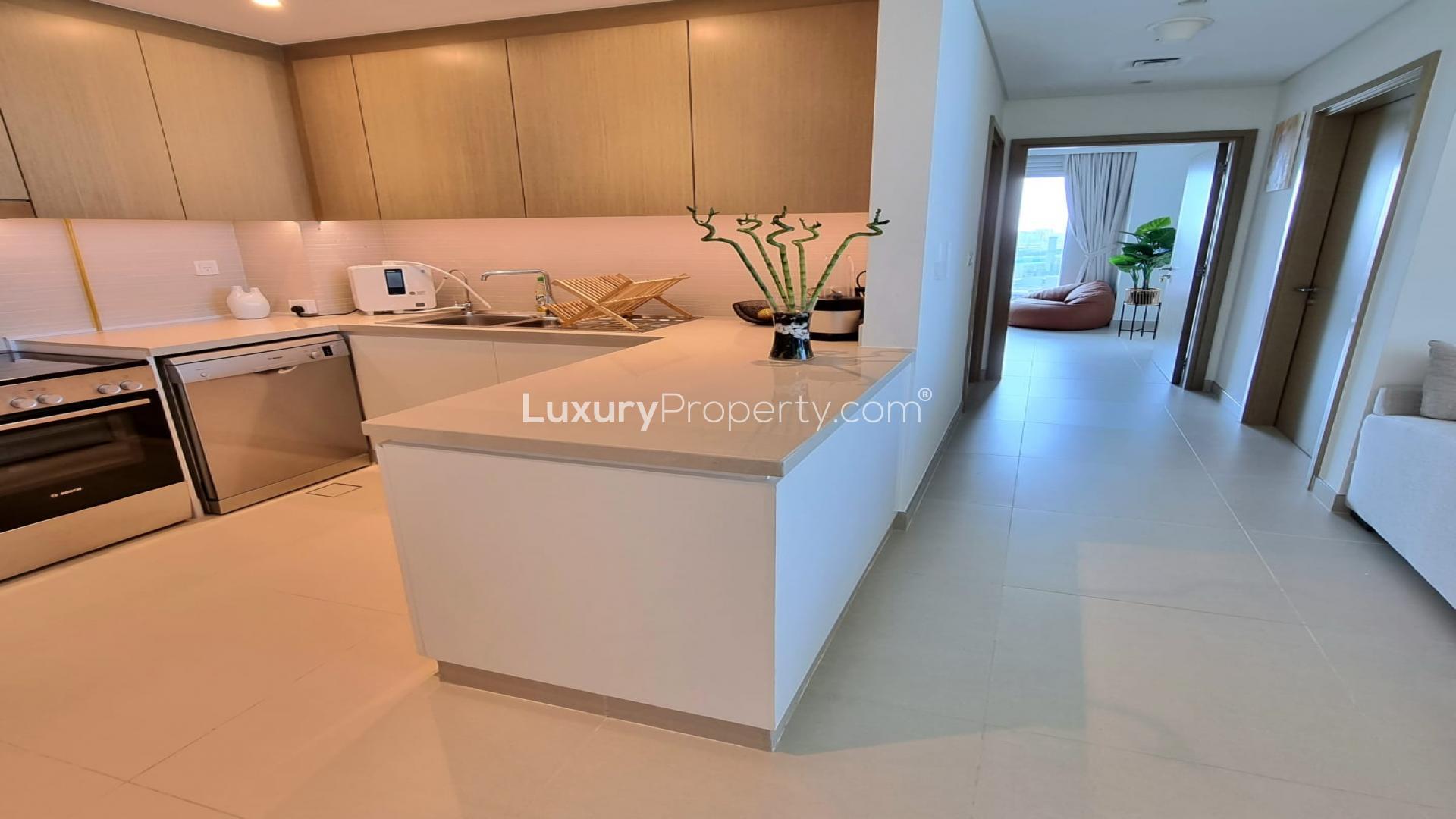 Modern bedroom in 2-bedroom apartment, Dubai Marina with stylish decor and natural light