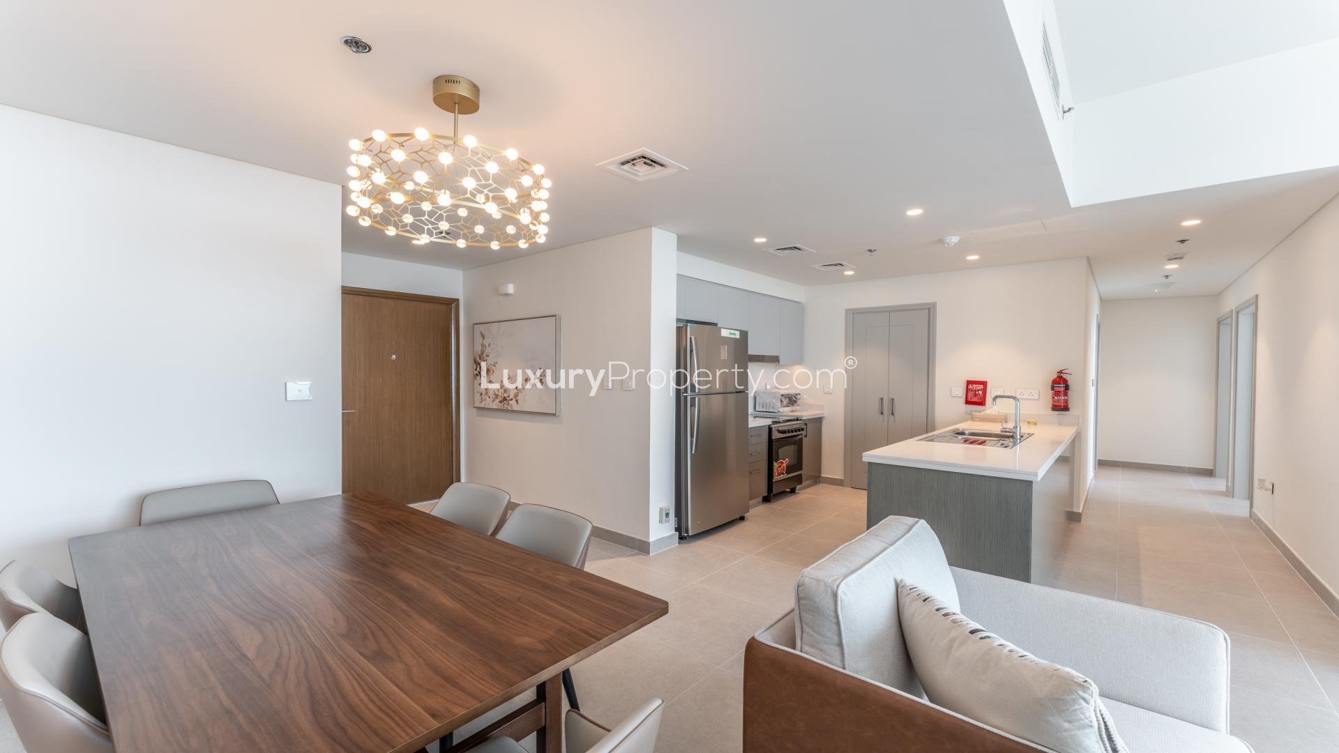 Lavish furnished living room with city view in Downtown Dubai apartment, Forte