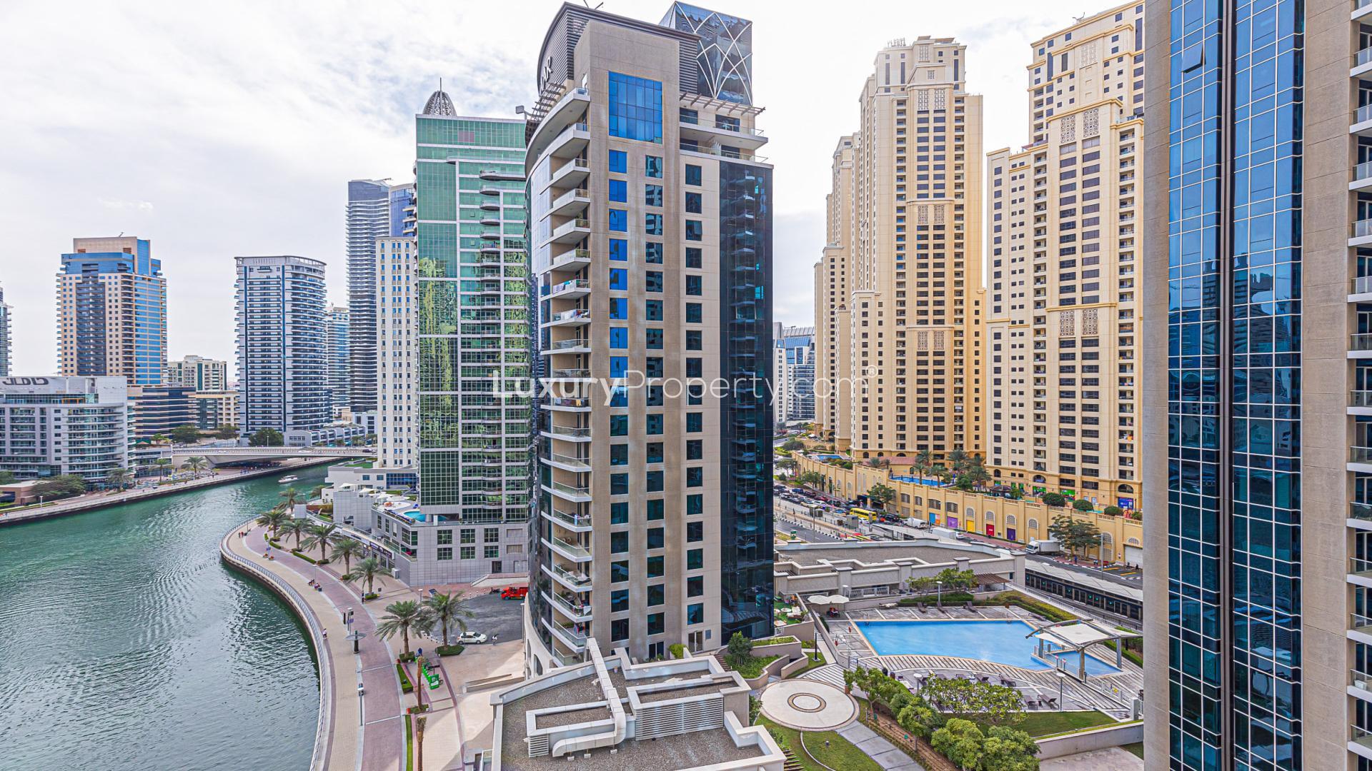 Luxury Marina view living room in 2-bed apartment, Dubai Marina, Marina Promenade