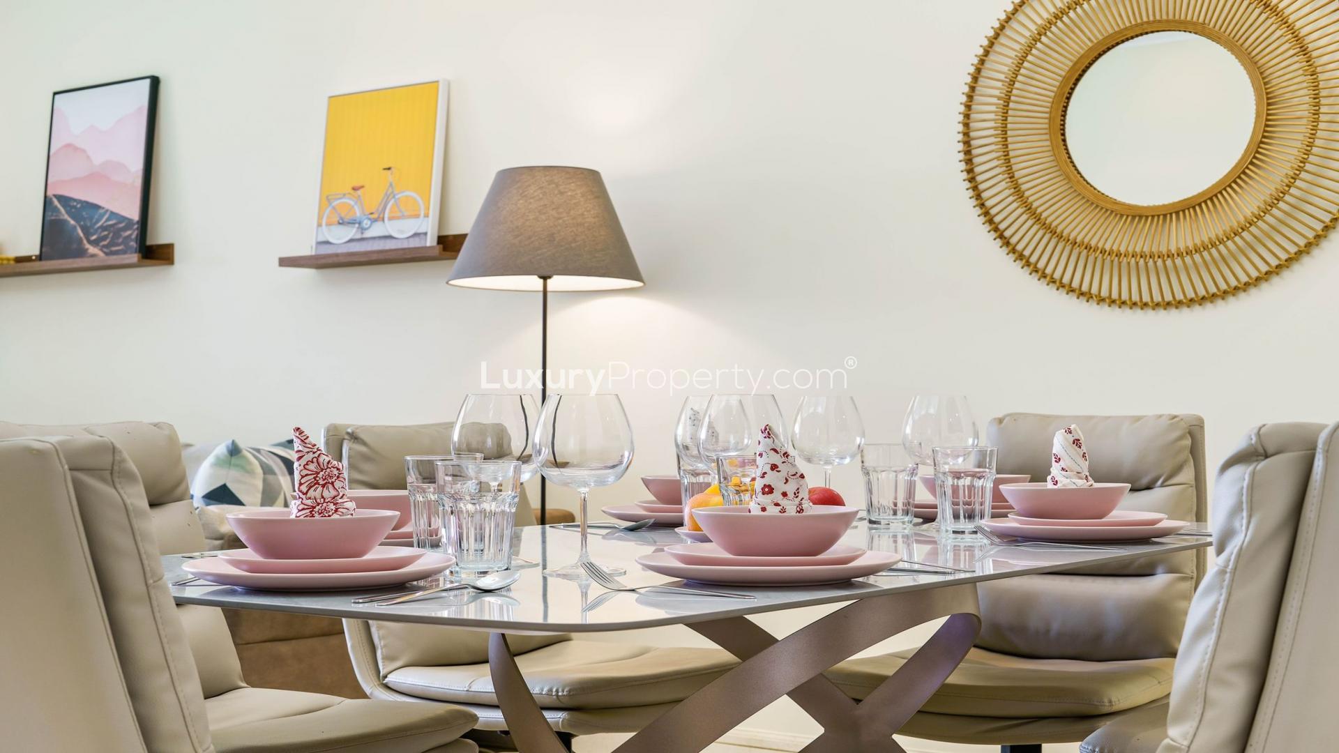 Luxurious hallway in 2-bedroom Palm Jumeirah apartment, featuring elegant decor and natural light