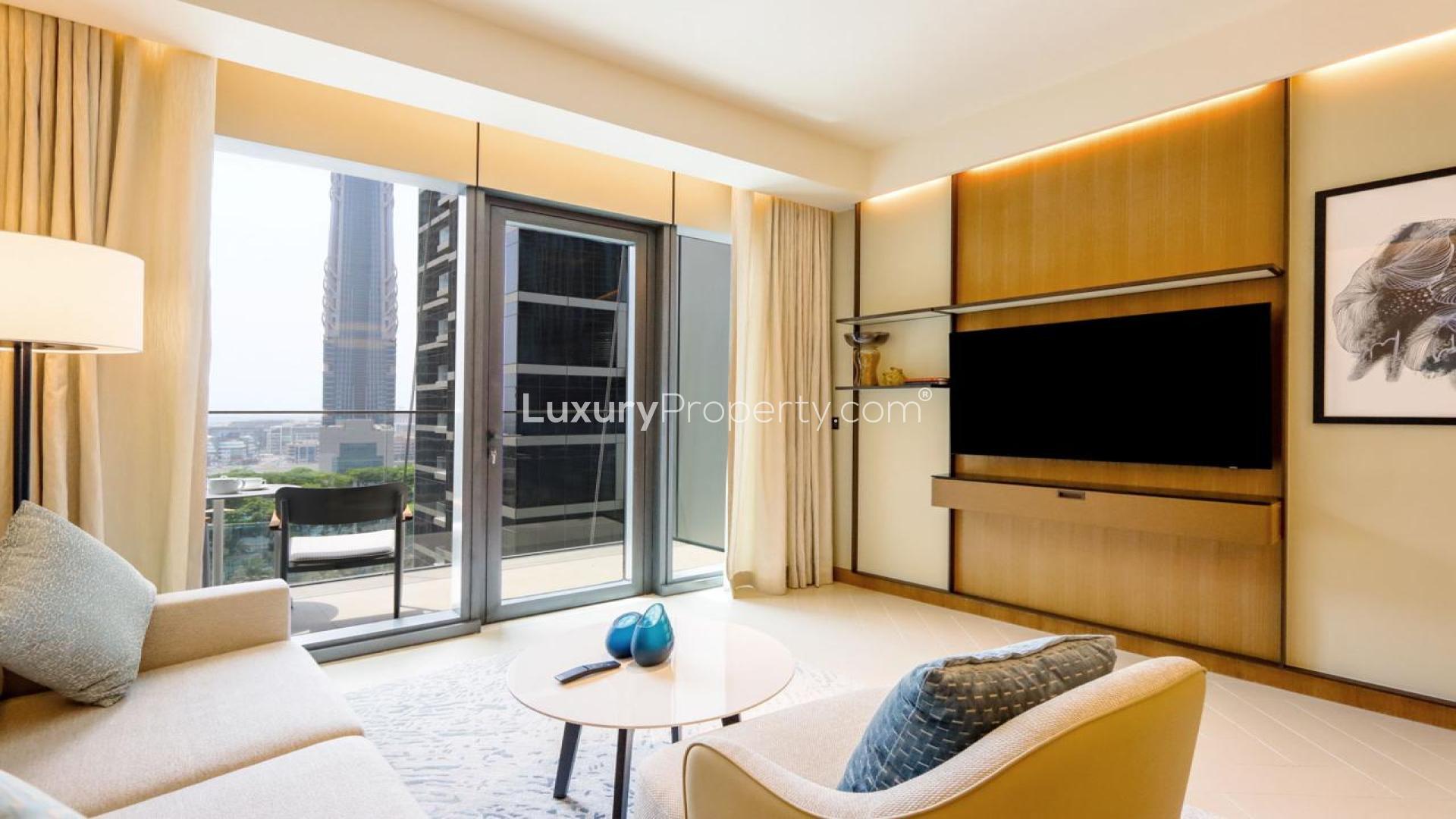 Fully furnished living room in 2-bedroom apartment, The Address Residences Dubai Opera, Downtown Dubai