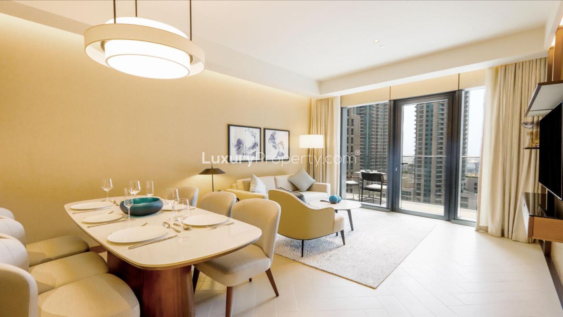 Fully furnished living room in 2-bed apartment, The Address Dubai Opera, Downtown Dubai